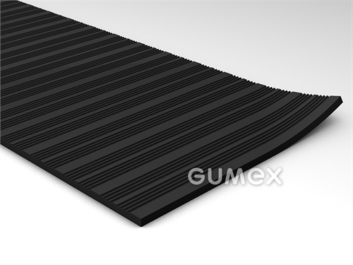 Gummiboden S 2, 3mm, Breite 1200mm, 80°ShA, SBR, gerillte Ausführung, -25°C/+80°C, schwarz, 